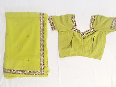 Green Antique Gold Sari