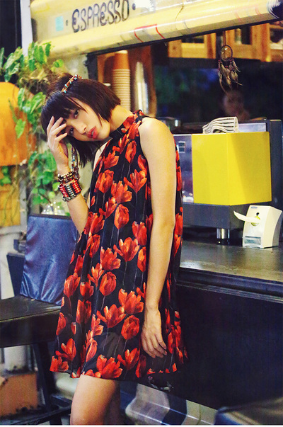 APORIA AS FLORAL A LINE LOOSE CHIFFON DRESS MZ01164