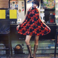 APORIA AS FLORAL A LINE LOOSE CHIFFON DRESS MZ01164 - Thumbnail 2