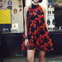 APORIA AS FLORAL A LINE LOOSE CHIFFON DRESS MZ01164 - Thumbnail 4