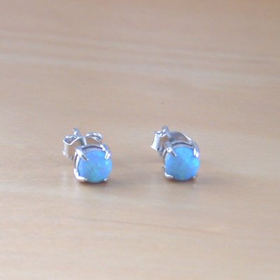 925 blue opal stud earrings/opal earrings/opal jewelry/opal jewellery/opal jewelery/october birthstone/opal studs/5mm opal stud earrings