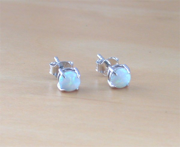 925 White Opal Stud Earrings/Opal Earrings/Opal Jewelry/Opal Jewellery/Opal Jewelery/October Birthstone/Opal Studs/5mm Opal Stud Earrings
