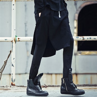 BLACK MEN'S STREET FASHION LOOSE CULOTTES LEGGINGS CASUAL PANTS - Thumbnail 2