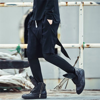 BLACK MEN'S STREET FASHION LOOSE CULOTTES LEGGINGS CASUAL PANTS - Thumbnail 3