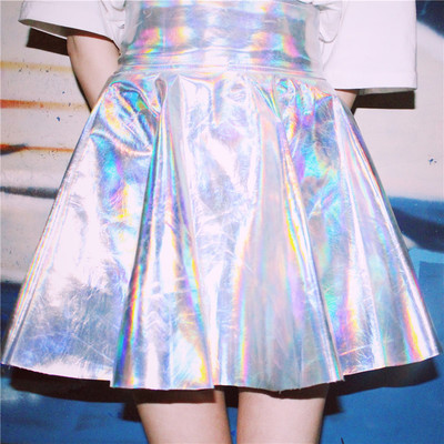 Harajuku shiny silver psychedelic laser