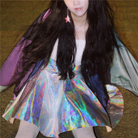 Harajuku shiny silver psychedelic laser - Thumbnail 3