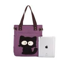 Cat Fashion Canvas Tote Shoulder Bag - Thumbnail 1