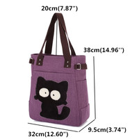 Cat Fashion Canvas Tote Shoulder Bag - Thumbnail 3