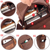 Men Canvas Designer Messenger Bag Multifunction Casual Travel Business Sports  - Thumbnail 4
