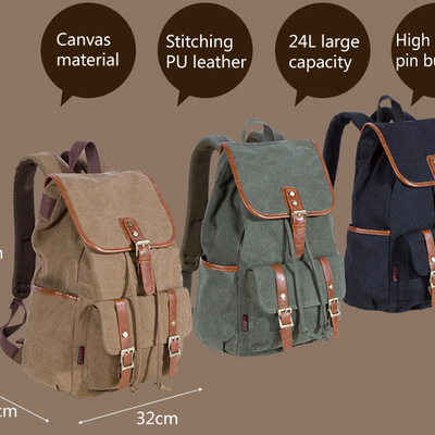 24l retro style unisex canvas backpack chic, trendy!