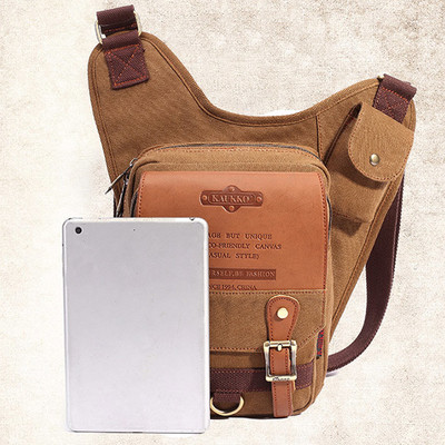 Trendy 4l multifunction casual business canvas sling bag, microfiber leather!