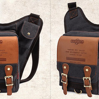 Trendy 4L Multifunction Casual Business Canvas Sling Bag, Microfiber leather! - Thumbnail 1