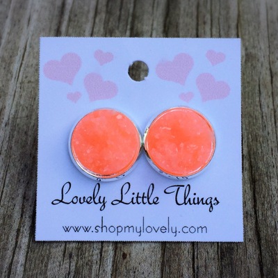 12mm coral studs with silver studs