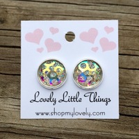 10mm Iridescent Leopard Studs  - Thumbnail 1