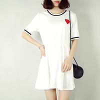 90's Heart Emboridery Dress - Thumbnail 1