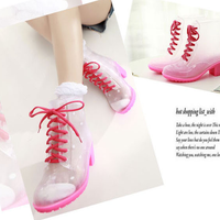 Fashion Candy Colors Martin Transparent Waterproof Rain Boots - Thumbnail 1