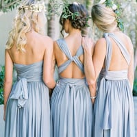 chiffon bridesmaid dress,long bridesmaid dress ,convertible bridesmaid dress,blue bridesmaid dress ,cheap bridesmaid dress , , BD14434 - Thumbnail 1