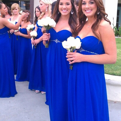 Bridesmaid dresses sweetheart,royal blue a-line sweetheart floor-length chiffon bridesmaid dresses party dresses 9619