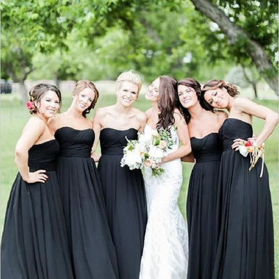 Bridesmaid dresses short,black a-line sweetheart floor-length chiffon bridesmaid dresses party dresses 9620