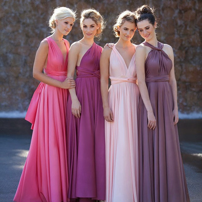 Pink bridesmaid dresses,pink a-line v-neck floor-length elastic woven satin bridesmaid dresses party dresses 9659