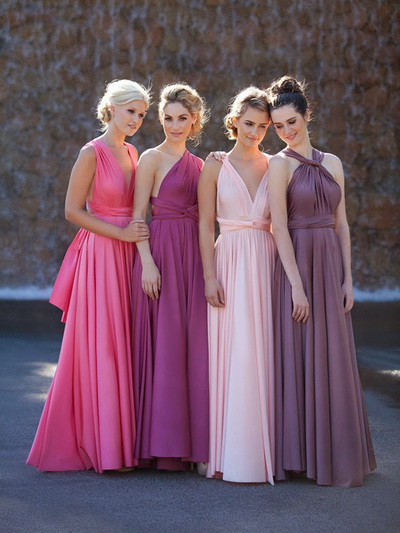 pink bridesmaid dresses,Pink A-line V-neck Floor-length Elastic Woven Satin Bridesmaid Dresses Party Dresses 9659