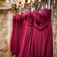 modest bridesmaid dresses,Burgundy Sheath Column Sweetheart Short Mini Chiffon Bridesmaid Dresses Party Dresses 9700 - Thumbnail 1
