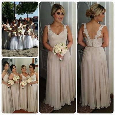 Straps bridesmaid dresses,champagne a-line straps floor-length chiffon bridesmaid dresses party dresses 9816