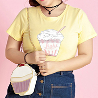 XL-4XL Black/Yellow/White Kawaii Printing T-Shirt SP166723 - Thumbnail 4