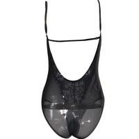 Black See Through Mesh Bodysuit Top - Thumbnail 4