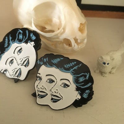 Janus girl enamel pin
