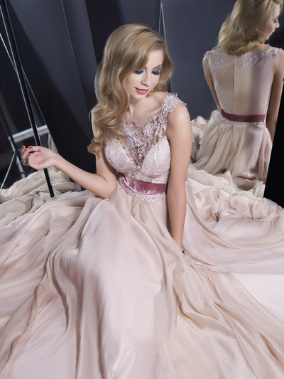 pearl pink prom dresses,Pearl Pink A-line Scoop Floor-length Chiffon Evening Dress Prom Dresses 212