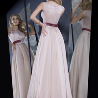 pearl pink prom dresses,Pearl Pink A-line Scoop Floor-length Chiffon Evening Dress Prom Dresses 212 - Thumbnail 2