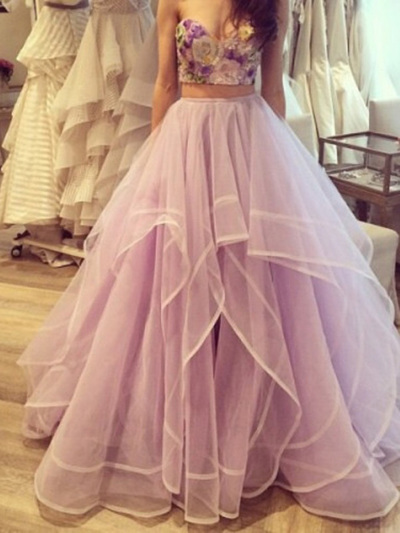 long prom dresses,Lavender A-line Sweetheart Floor-length Tulle Evening Dress Prom Dresses 8688