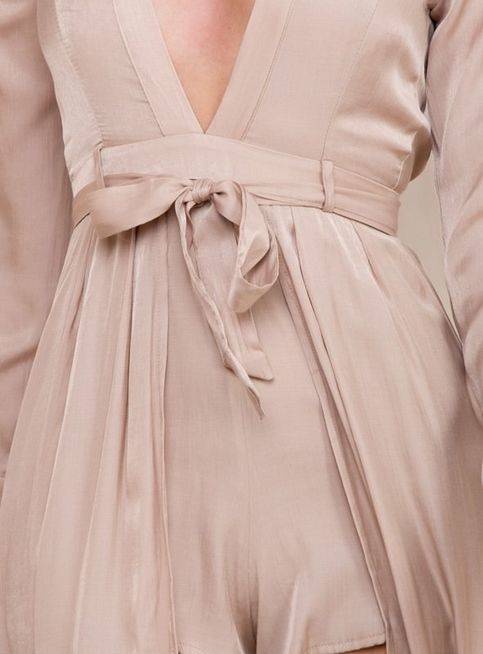 Mocha Low Neckline Long sleeve Playsuit