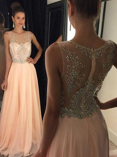 great pattern prom dresses,A-line Scoop Floor-length Chiffon Evening Dress Prom Dresses 9606