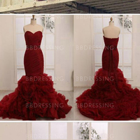 Burgunday Mermaid Prom Dress Prom Dresses pst0317 - Thumbnail 1
