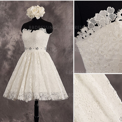 Short lace wedding dress prom dresses homecoming dress