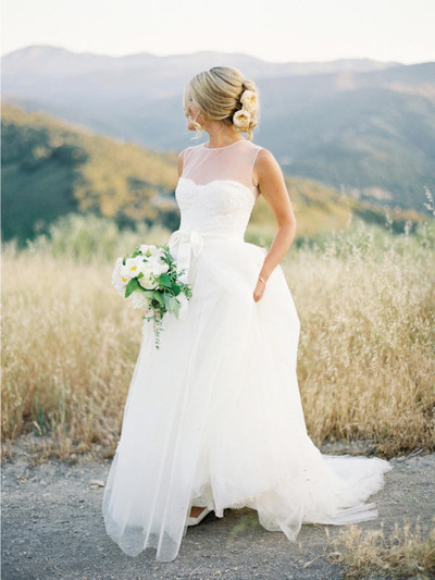 white prom dresses,White A-line Scoop Floor-length Tulle Evening Dress Prom Dresses 9677