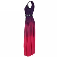 Gradient Red Evening Dress - Thumbnail 3