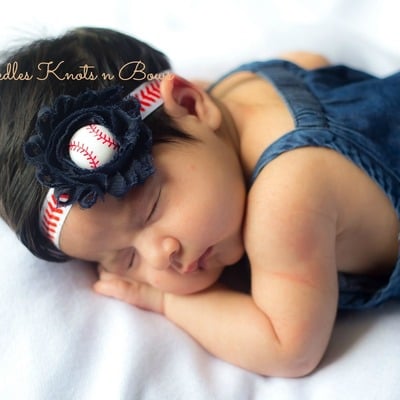Baseball headband, girls headbands, newborn headband, infants, toddlers, hair accessories - Thumbnail 5