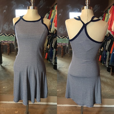 Striped Braided Bodycon Skater Dress - M