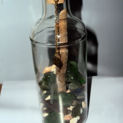 Beach treasures in a bottle
