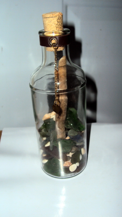 Beach treasures in a bottle