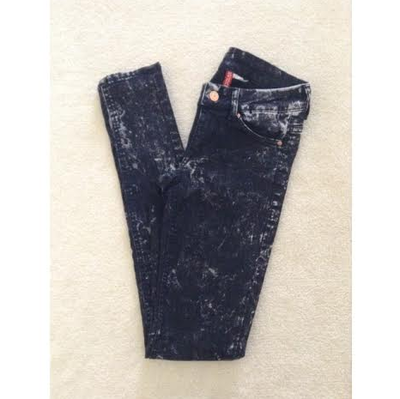Black Acid Wash Jeggings