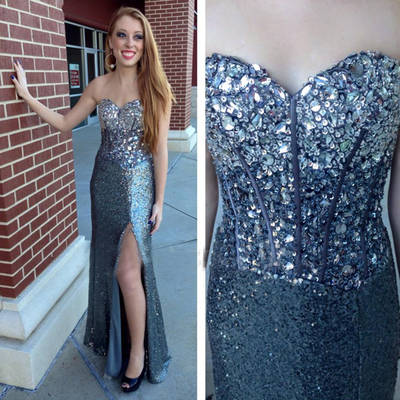 Gorgeous prom dresses,sheath column sweetheart sweep brush train chiffon evening dress prom dresses 9696