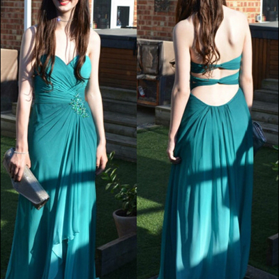 Classy prom dresses,a-line sweetheart floor-length chiffon evening dress prom dresses 9697