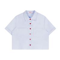 Heart Button Up Cropped Shirt - Thumbnail 3