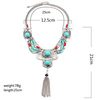 Bohemia Sweater Chain Tassel Necklaces Turquoise Chain - Thumbnail 2
