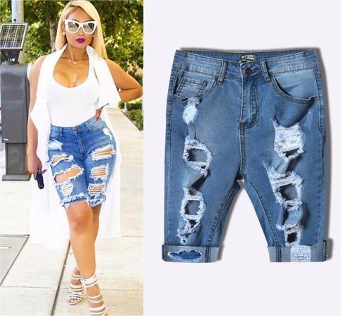 High Waisted Distressed Shorts