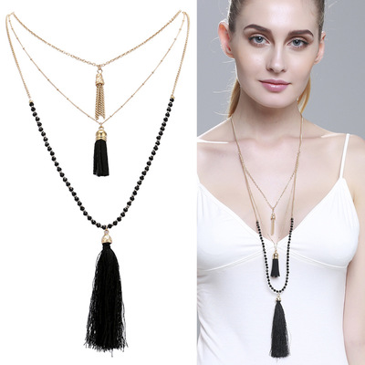 Women fashion tassel chain turquoise necklaces jewelry